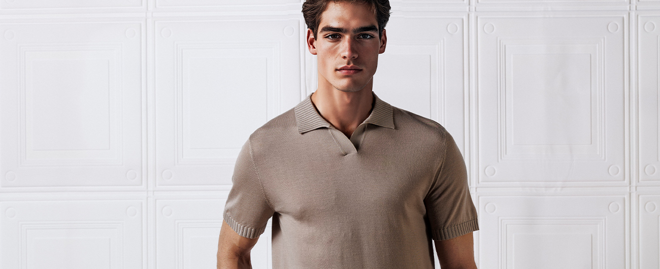 Knitted heren polo